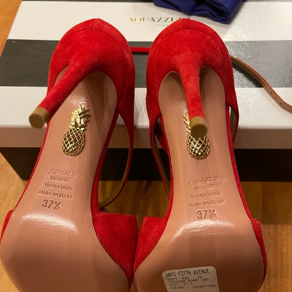 NEW Aquazzura Viviana Suede Ankle-Strap Pump size 37.5 - Picture 8 of 9